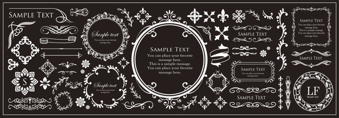 クリスマスモチーフのフレームデザインセット。ゴージャスでエレガントなデザイン素材
