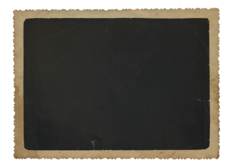 Retro photo paper isolated with frame. Old antique shabby sheet paper texture. Announcement board. Recycle old photograph background. Vintage photo frame with figured edges.