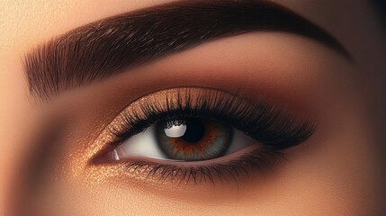 Fototapeta premium A beautiful woman's eye with perfectly shaped eyebrows and long eyelashes. The illustration shows a glamorous salon look.