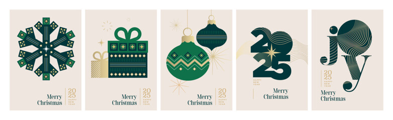 Christmas and New Year Greeting Cards. Vector illustration concepts for background, greeting card, party invitation card, website banner, social media banner, marketing material.