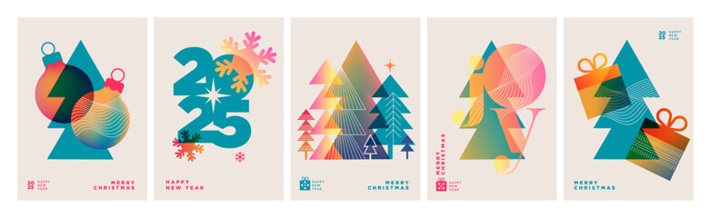 Christmas and New Year Greeting Cards. Vector illustration concepts for background, greeting card, party invitation card, website banner, social media banner, marketing material. © PureSolution