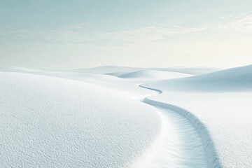 Serene Minimalist Winter Landscape with Snowy Hills