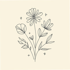 Hand drawn lineart Minimal Flower