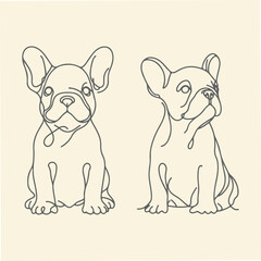 Line Art French Bulldog Illustration