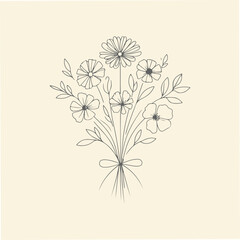 Hand drawn lineart Minimal Flower
