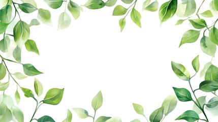 Lush Green Foliage Frame Natural Background with Copy Space