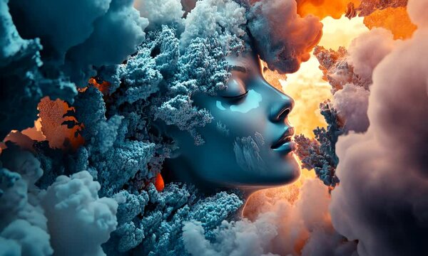 Surreal Portrait of a Woman in Clouds