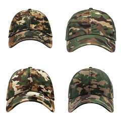 Fototapeta premium Military-Inspired Camouflage Cap in Green and Brown