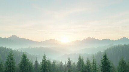 Fototapeta premium A mountain range with a sun setting in the background