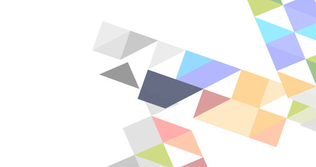 Dynamic composition of colorful triangles and abstract shapes arranged in an artistic design
