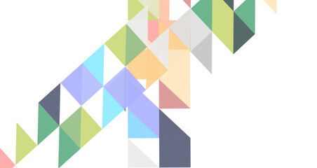 Dynamic composition of colorful triangles and abstract shapes arranged in an artistic design