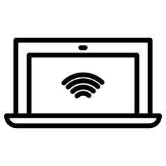 Laptop Wifi Icon. Simple Computer Vector Illustration.