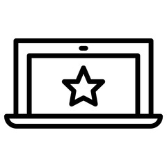 Laptop Favorite Icon. Simple Computer Vector Illustration.