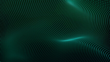 Fototapeta premium Futuristic point wave of particles. Visualization of sound waves. Technology or science banner. Abstract digital 3D wave. Vector illustration.