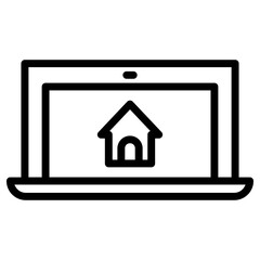 Laptop Home Icon. Simple Computer Vector Illustration.