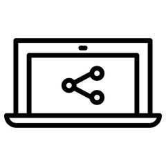 Laptop Share Icon. Simple Computer Vector Illustration.