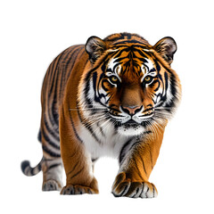 Fototapeta premium Fierce Tiger Stalking in the Wilderness,Majestic Wildlife Predator on the Hunt,Powerful Orange and Black Striped Feline Predator in Natural Habitat