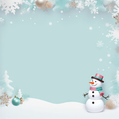 Christmas card vector design with blank paper frame and cartoon illustration surrounded ,pastel toned ,Generated By Ai