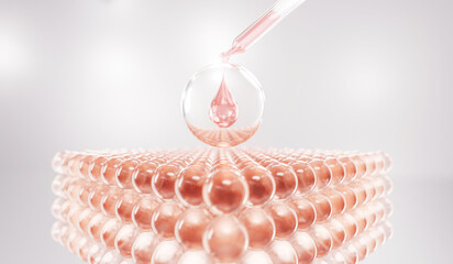 3D Collagen Skin Serum and Vitamin illustration isolated on soft color background. concept skin...