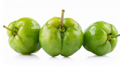 Green Acerola on white background. Acerola Fruit Isolated.
