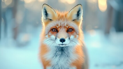 Obraz premium Majestic Red Fox in Snowy Forest Setting