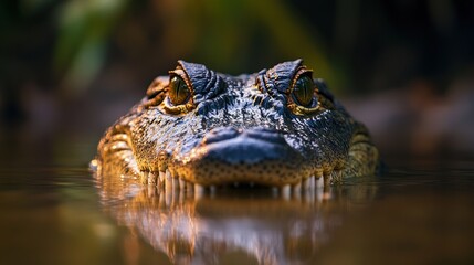 Obraz premium Close-Up View of a Crocodile in Calm Water