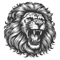 Fototapeta premium roaring lion animal sketch engraving generative ai fictional character vector illustration. Scratch board imitation. Black and white image.