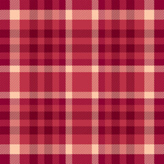 Fall seamless textile fabric, guy check vector background. Linear texture plaid tartan pattern in red and orange colors.