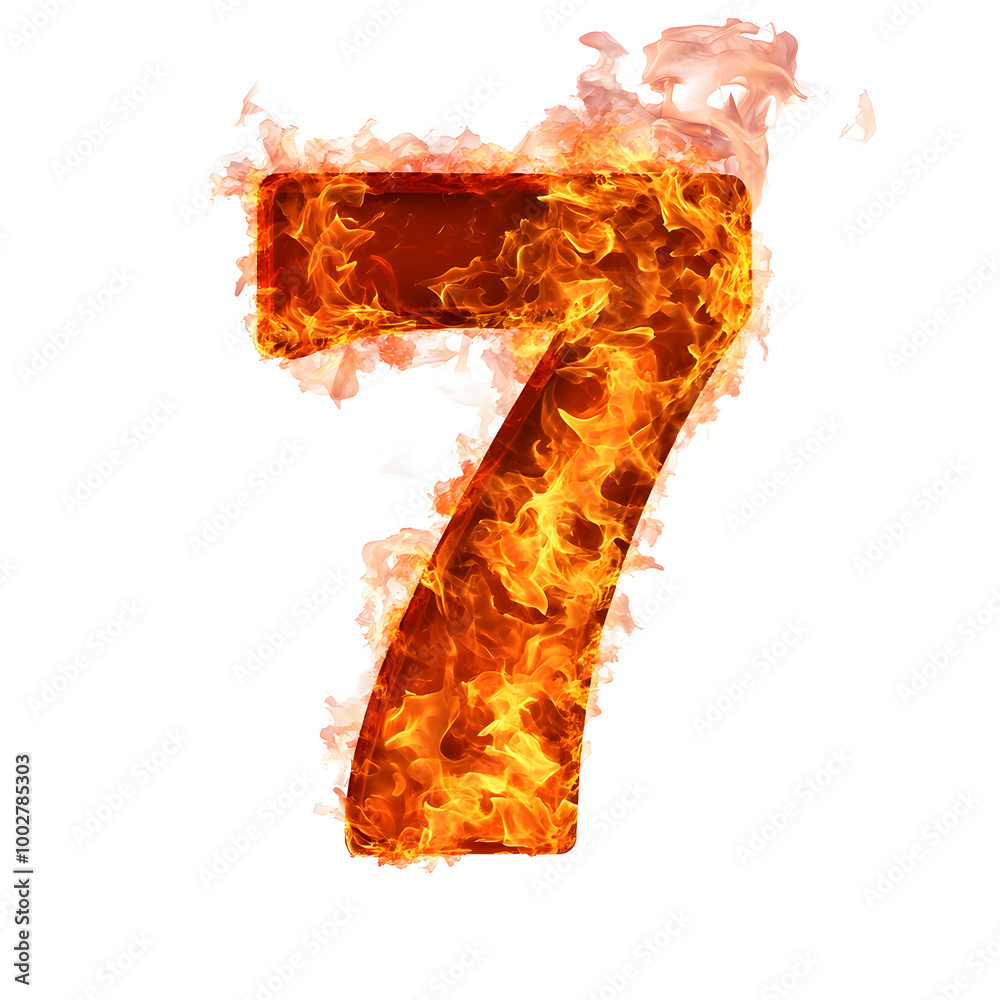 Aufkleber fiery number 7 - burning flame typography symbol concept with scorching embers,incandescent effect,a