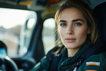 A dedicated female paramedic reflects on her vital role in emergency medical services while stationed in an ambulance