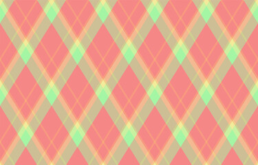 Argyle pattern of geometric rhombus. Harlequin check wallpaper design. Classic diamond shaped textile material for web background, print fabric clothing, sweater, wrapping paper, gift card, invitation