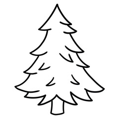 Hand drawn doodle spruce on white background.
