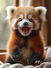 red panda bear, baby panda bear