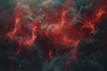 The abstract background of red flames combined with black gives a hot feeling.
