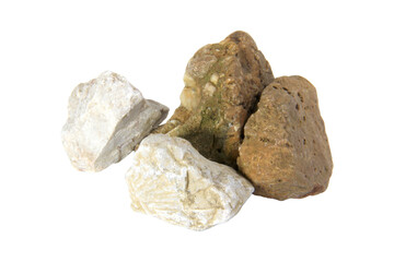 Pile of rocks isolated on transparent background.