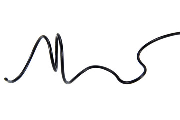 Black wire cable of usb and adapter isolated on transparent background.