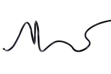 Black wire cable of usb and adapter isolated on transparent background.