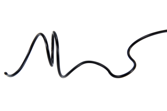 Black wire cable of usb and adapter isolated on transparent background.