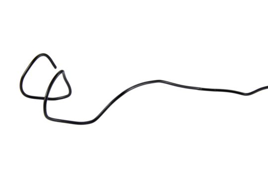 Black wire cable of usb and adapter isolated on transparent background.