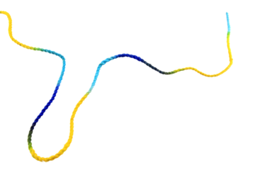 Multicolored rope isolated on transparent background.