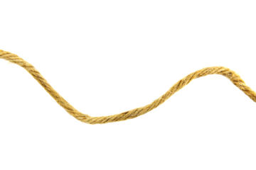 Brown hemp rope isolated on transparent background.