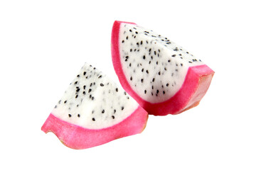 Dragon fruit slices isolated on transparent background.