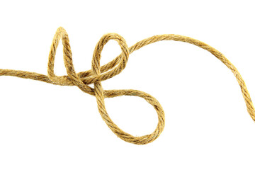 Brown hemp rope isolated on transparent background.