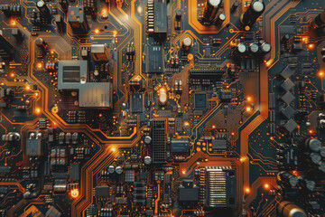 Fototapeta premium A close-up of a circuit board with many electronic components.