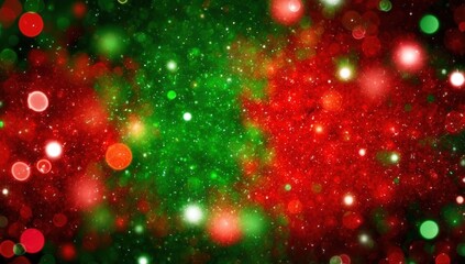 array of out-of-focus red and green lights, suggesting a festive theme. The soft, glowing orbs create a warm and inviting ambiance, reminiscent of holiday cheer and seasonal celebrations