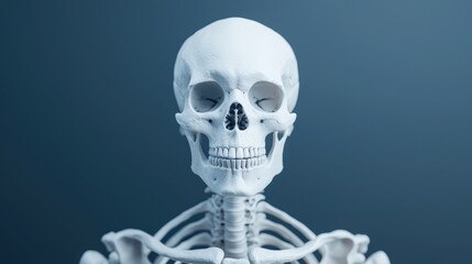 Realistic Human Skull Model on Blue Background