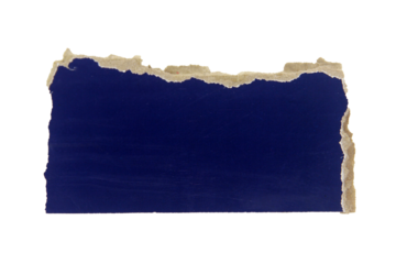 Blue piece of ripped paper edge cardboard texture isolated on white background.