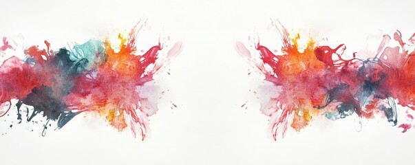 Colorful watercolor splashes on a white background