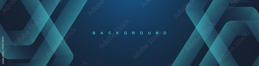 Aufkleber abstract glowing hexagonal lines on dark blue background. digital futuristic technology concept. geo