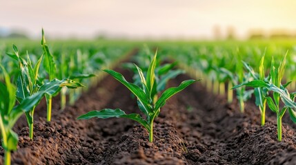 Fresh Corn Plants Growing in a Vibrant Field
